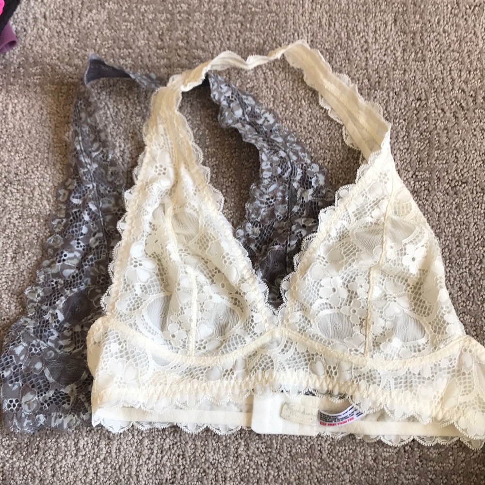 Free People Cream and grey floral Halter top bra
